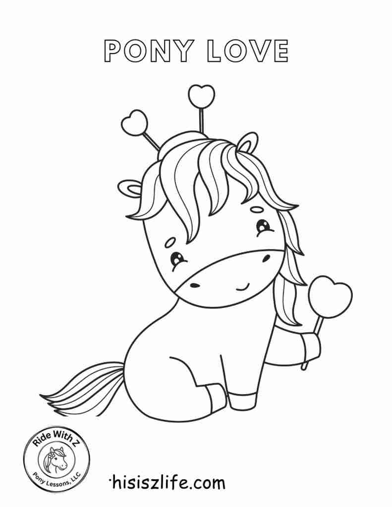 Pony holding a heart popsicle with heart antennas