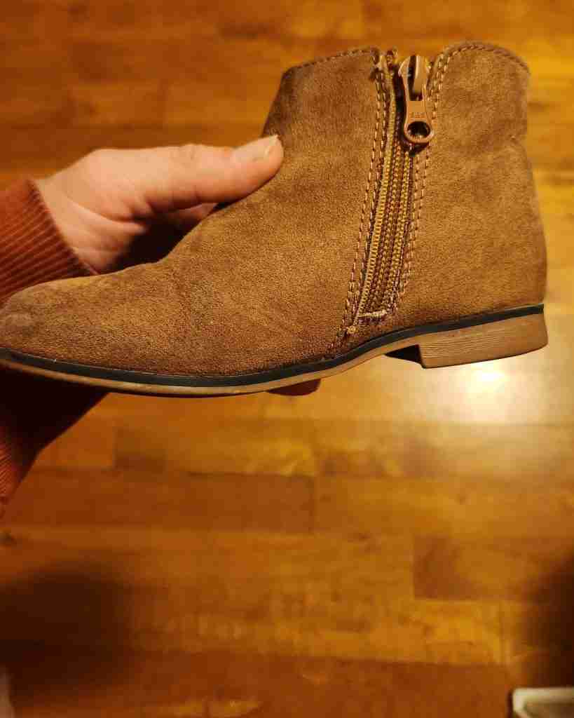 Cat & Jack boot inside view. Has a zipper on the inside