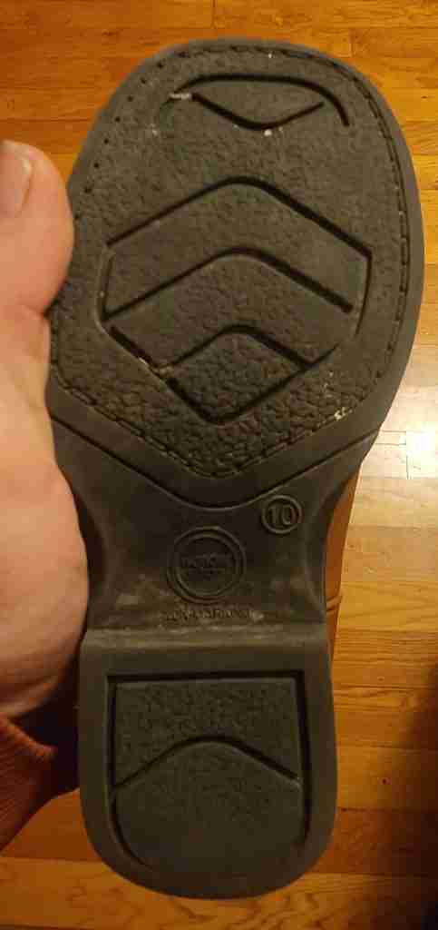 Wonder Nation brand brown cowboy boot tread view.